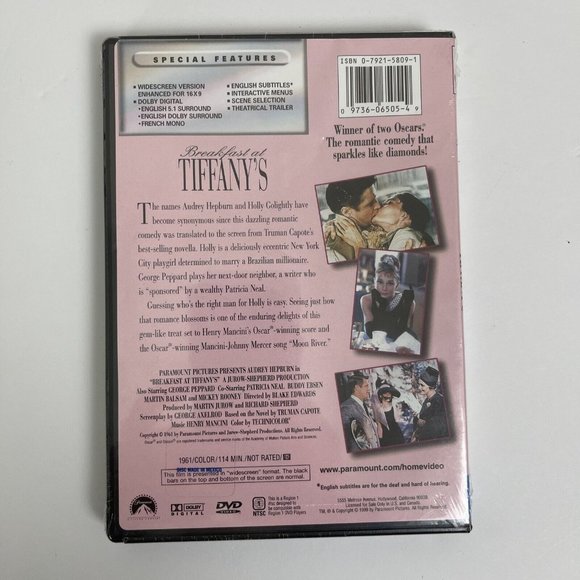 NEW Breakfast at Tiffany's DVD 1961 Comedy Drama Romance Audrey Hepburn - Picture 4 of 9